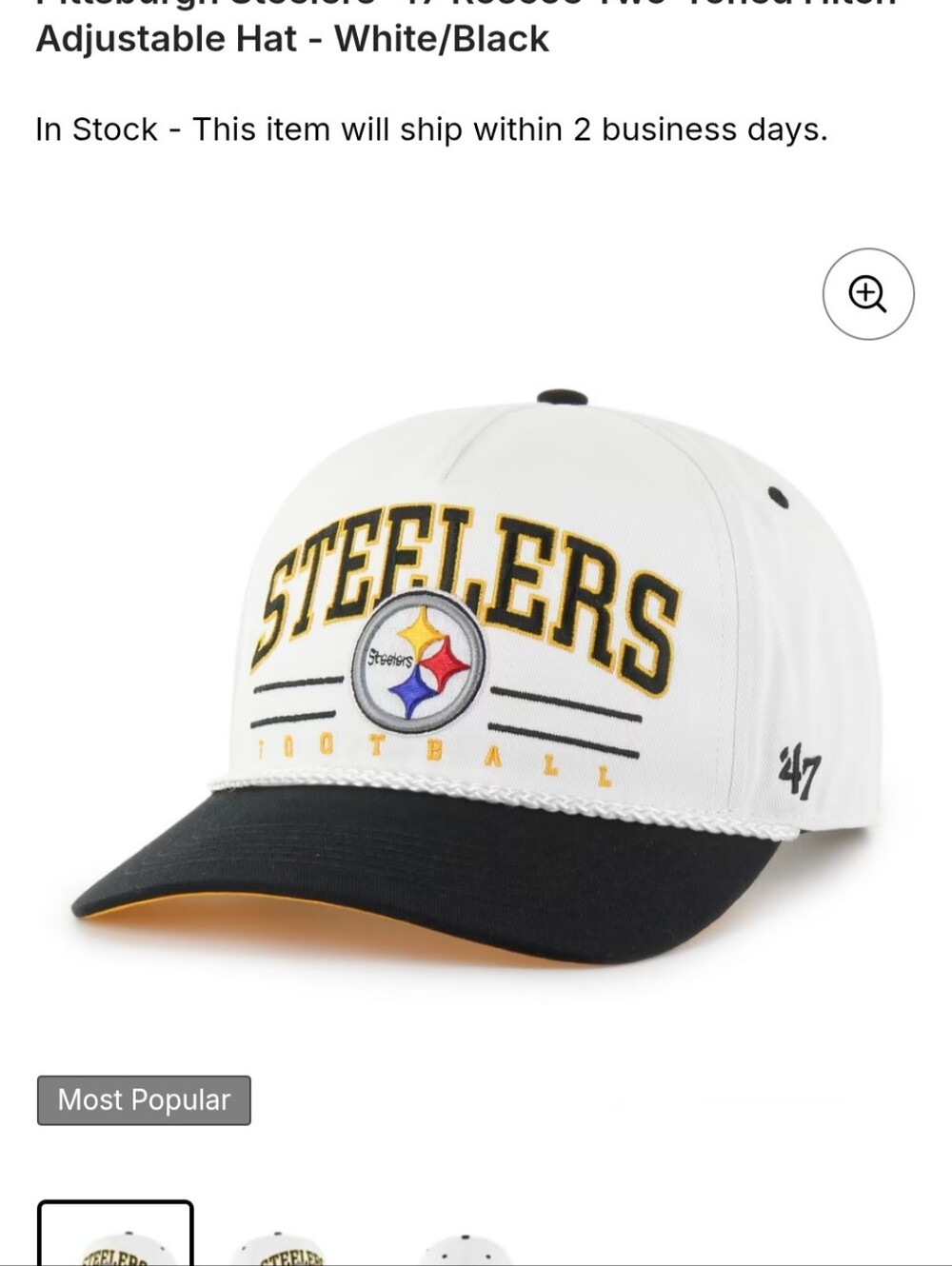 Steelers Snapback A-Frame Hitch Fit White and Black Embroidered Football Cap Hat